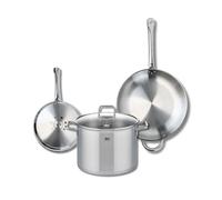 ELO 9505050 - Batería de cocina (3 piezas, juego de 2 estufas de cocina 24 y 32 cm, 1 olla de 26 cm Elo Profi Citrin, acero inoxidable, inducción