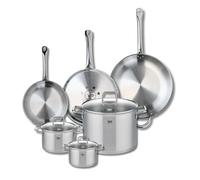 ELO 9513050 Elo Profi - Juego de 3 sartenes de cocina (24, 28 y 32 cm, 3 ollas de 14, 16 y 26 cm, acero inoxidable, inducción