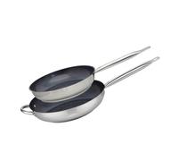 Elo 9804750 - Juego de 2 sartenes (acero inoxidable, 18/10, estufa de inducción, poele para freír, poele INOX, estufa de 28 cm y 32 cm, acero inoxidable, 32 x 6 cm)