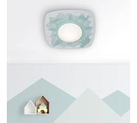 Elobra Plafón LED Scandi forest, 58 cm, verde, madera MDF