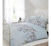 Eloise Floral King Size Tapa y Funda de Almohada Nórdicas Cama Azul Huevo Pato