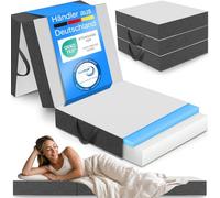 ELONEO Colchón Plegable 1 Persona, Colchón de Espuma Premium Visco, 75x200 cm, Grosor: 15 cm, Cama de Viaje para Niño y Adulto, Cama Supletoria para Adulto y Niño, Funda Lavable