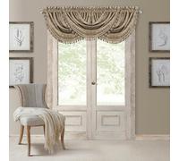 Elrene Home Fashions Antonia - Cenefa de Ventana de Damasco Floral con borlas, 52 x 36 Pulgadas, Color Gris Pardo