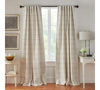 Elrene Home Fashions Brighton - Cortina Opaca a Cuadros para Ventana de Sala de Estar y Dormitorio, con pestañas de Bolsillo para Barra, 52 x 84 Pulgadas, Lino, 1 Panel