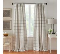 Elrene Home Fashions Brighton - Cortina Opaca a Cuadros para Ventana de Sala de Estar y Dormitorio, con pestañas de Bolsillo para Barra, 132 x 213 cm, Color Negro, 1 Panel