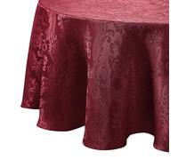 Elrene Home Fashions Caiden Elegance - Mantel de Tela de Damasco Resistente al Agua, a Las Manchas y a Las Arrugas, Redondo, 229 cm, Color arándano