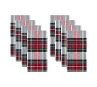 Elrene Home Fashions Christmas Classic Holiday Plaid - Servilletas de Sarga de algodón a Cuadros, Juego de 8, 17 x 17 Pulgadas, Multicolor