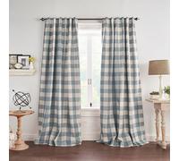 Elrene Home Fashions Farmhouse Living Grainger - Cortina Opaca a Cuadros para Ventana, Sala de Estar y Dormitorio con pestañas de Bolsillo para Barra, 52 x 84 Pulgadas, Cambray, 1 Panel