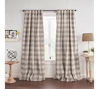 Elrene Home Fashions Farmhouse Living Grainger - Cortina Opaca a Cuadros para Ventana, Sala de Estar y Dormitorio con pestañas de Bolsillo para Barra, 52 x 84 Pulgadas, Gris, 1 Panel