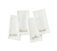 Elrene Home Fashions Harvest Fall Sentiment - Servilletas Bordadas, Juego de 4, 17 x 17 Pulgadas, Color Marfil