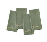 Elrene Home Fashions Harvest Fall Sentiment - Servilletas Bordadas, Juego de 4, 17 x 17 Pulgadas, Color Verde