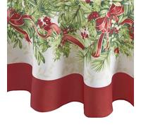 Elrene Home Fashions Holly Traditions - Mantel de Tela, Ovalado, 60 x 84 Pulgadas