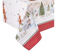 Elrene Home Fashions - Mantel de Navidad con diseño de Papá Noel, Resistente a Las Arrugas, 152 x 213 cm, Rectangular