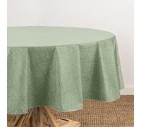 Elrene Home Fashions Monterey Mantel de Vinilo Resistente al Agua y a Las Manchas para Interiores y Exteriores con Respaldo de Franela, Ovalado, 60 x 84 Pulgadas, Salvia