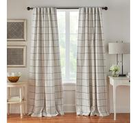 Elrene Home Fashions - Paneles de Cortina Opaca a Cuadros para Sala de Estar, Dormitorio, Comedor, Mezcla de poliéster y Lino, índigo, 52 Pulgadas de Ancho x 84 Pulgadas de Largo (Paquete de 1)