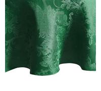 Elrene Home Fashions Poinsettia Elegance - Mantel de Comedor Jacquard para Navidad o Vacaciones, Impermeable, Resistente a Las Manchas, 70 x 70 Pulgadas, Redondo, Color Verde