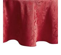 Elrene Home Fashions Poinsettia Elegance - Mantel de Comedor Jacquard para Navidad o Vacaciones, Impermeable, Resistente a Las Manchas, 90 x 90 Pulgadas, Redondo, Color Rojo