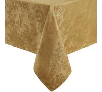 Elrene Home Fashions Poinsettia Elegance - Mantel navideño de Jacquard, 60 x 102 Pulgadas, oblongo/Rectangular, Color Dorado