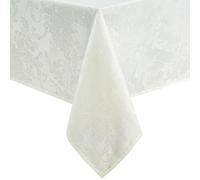 Elrene Home Fashions Poinsettia Elegance - Mantel navideño de Jacquard, 60 x 120 Pulgadas, oblongo/Rectangular, Color Marfil