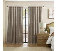 Elrene Home Fashions Sawyer - Panel de Cortina Opaca a Cuadros con Dobladillo para Barra/pestañas traseras para Sala de Estar/Dormitorio/Oficina, 132 x 241 cm, Color Gris Topo