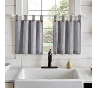 Elrene Home Fashions Tucker Ticking Stripe - Juego de 2 Niveles para Cocina, café y baño, 76 cm de Ancho x 61 cm de Largo, Color Negro