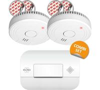 ELRO FF1840 Kit de Protección contra Incendios - 2X Detectores de Humo con Montaje magnético - 5 Pilas y Detector de Monóxido de Carbono - Sensor de 10 años