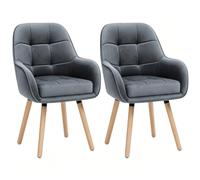ELUCHANG Sillas de Comedor Pack 2, 10cm Grosor Sillones con Reposabrazos Altos, Base Metálica & Patas Madera, Carga Máx.150KG, Gris Terciopelo Sillas para Cocina, Salón, Dormitorio
