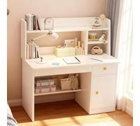 ELZEM Escritorio Infantil Rosa con Estantería y Cajón, Mesa de Estudio de Madera Maciza con Baldas y Armario, Mueble Que Ahorra Espacio para Dormitorio de Niños B,80x40x107cm