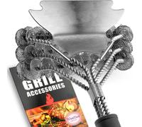Elzusha - Cepillo para parrilla con raspador, acero inoxidable, 43 cm