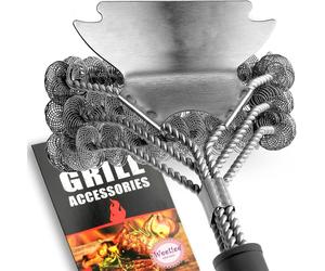 Elzusha - Cepillo para parrilla con raspador, acero inoxidable, 43 cm