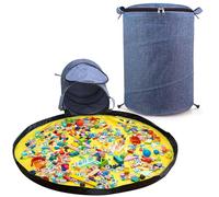 Elzusha - Cesta de almacenamiento para juguetes infantiles con alfombrilla de juego - Gran bolsa de lona para bloques y juguetes