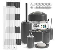 Elzusha - Juego de 20 accesorios para baño en color gris
