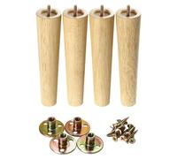 Elzusha - Juego de 4 patas de madera para muebles, 25 cm, estilo moderno, con tornillos incluidos