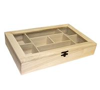 EM Home-Caja de madera con 8 compartimentos y tapa de cristal