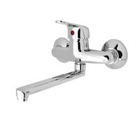 EM Mezclador grifo de pared monomando agua caliente fría cromo pulido fregadero cocina fregadero