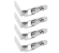 eMagTech 4 hebillas de bloqueo de puerta de ángulo recto de 90 grados para caja de herramientas, caja de madera, caja pequeña, valla de madera, color plateado (con perno de bloqueo)