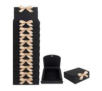 Emartbuy Caja de regalo de papel kraft negro con cinta marrón - 24 x 19,5 x 7 cm - Se adapta a perfumes, juegos de belleza y pequeñas cestas de regalo - Cumpleaños, bodas, Navidad, regalos