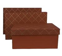 Emartbuy Juego de 3 cajas de regalo de papel de algodón hechas a mano con forma de rectángulo rígido, interior rojo a cuadros