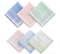Embhlitfe 6 pañuelos de algodón para mujer, pañuelos suaves a rayas de algodón, reutilizables, lavables, para bodas, cumpleaños, fiestas de té, regalos