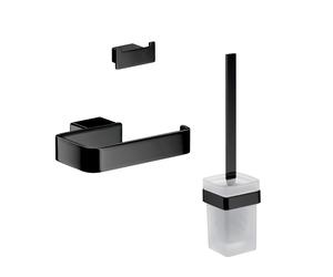 emco loft Juego WC, juego escobilla, portapapel, ganchura doble, negro, 059813300