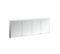 emco prime 2 Armario con espejo iluminado, 1800 mm, 4 puertas, con paredes laterales de espejo, modelo de superficie, 949706364, Color: aluminio/blanco