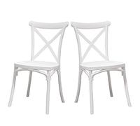 EME 2 Sillas Crossback Color Blanco, Sillas de Comedor o Cocina. Incluye 2 sillas. Elegantes para Cocina o Comedor, apilables y Muy Resistentes. Fabricada en Polipropileno Monoblock.