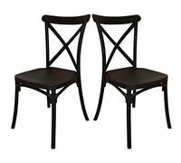 EME 2 Sillas Crossback Color Negro, Sillas de Comedor o Cocina. Incluye 2 sillas. Elegantes para Cocina o Comedor, apilables y Muy Resistentes. Fabricadas en Polipropileno Monoblock.