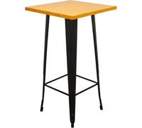 EME Mesa Alta Tolix Negra Madera. Mesa Industrial con Tablero Tapa de Madera. Estructura de Acero Galvanizado. Tapa Madera de Pino. Resistente. 105 cm x 60 cm.