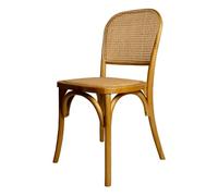 EME - Silla Comedor de Madera Cannage Color Natural con Asiento de ratán Natural y Respaldo de Mimbre. Incluye 1 Unidad. Silla Madera y Mimbre Apilable.