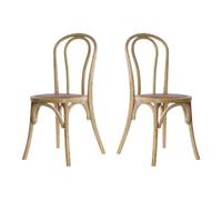 EME Sillas de Comedor Pack 2 Unidades Thonet Natural. Sillas Rusticas Fabricada en Madera de Olmo con Asiento de ratán. Color Natural. Incluye 2 Unidades.