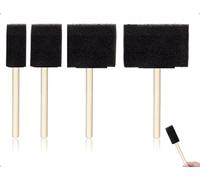 Emezddo 4 Pinceles De Esponja, Pinceles De Espuma Lavables, Aplicadores De Pintura con Mangos De Madera, Ideales para Pintar, TeñIr Y Aplicar En Limpieza (Negro, 4 TamañOs)