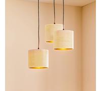EMIBIG LIGHTING Lámpara colgante Jari pantalla de tela 3 luces redonda blanco-dorado