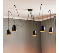 EMIBIG LIGHTING Lámpara colgante Link con 5 pantallas individuales, negro