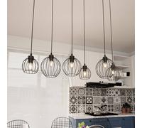 EMIBIG LIGHTING Lámpara colgante Nando, 6 luces, 125 cm, negro, metal, E27